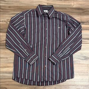 Lacoste Blue Red Striped Button-Up Shirt Mens Long Sleeve Sz.40